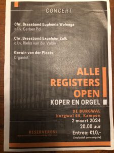 Concert: Alle registers open, koper en orgel @ De Burgwal
